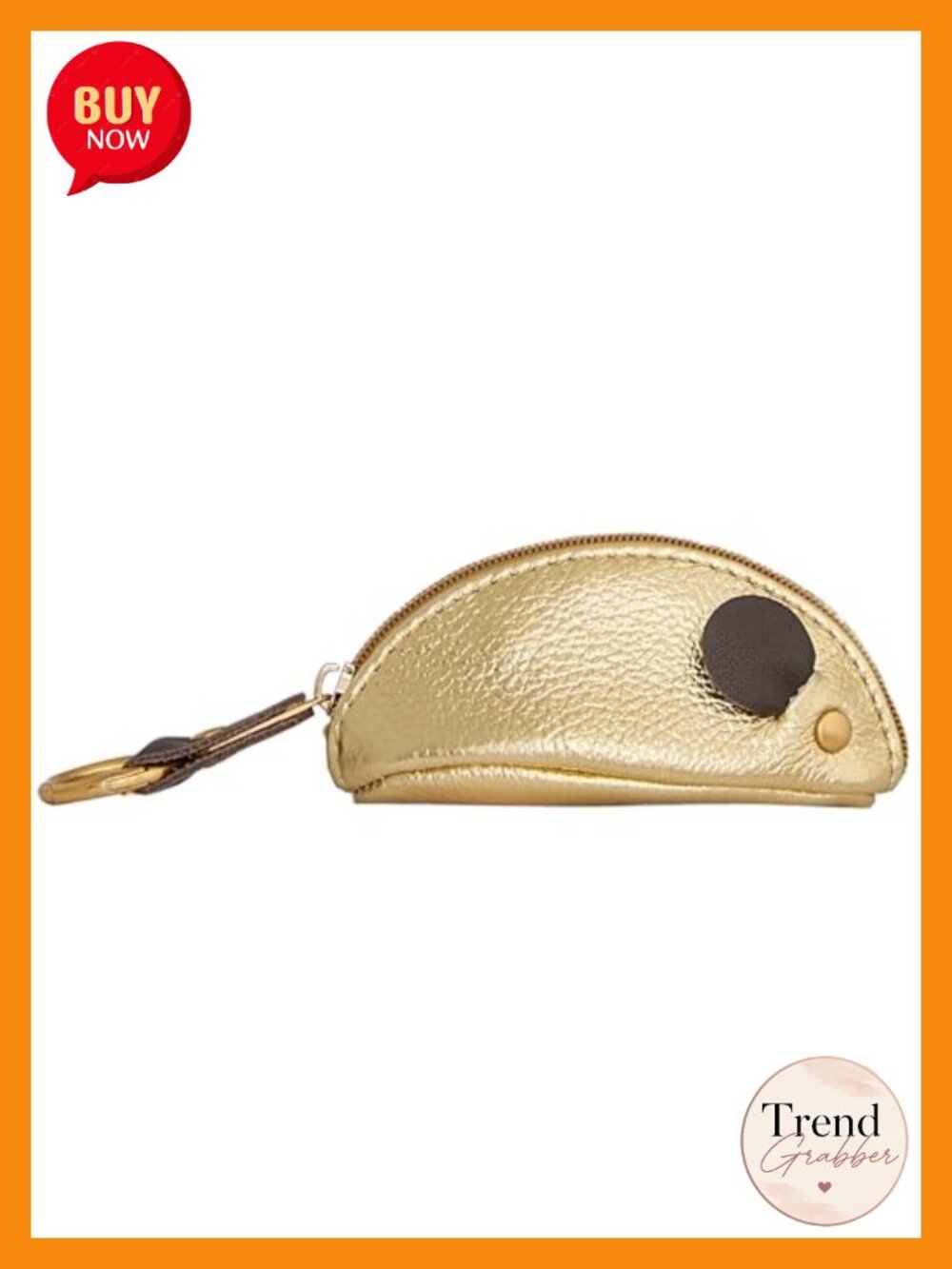 Metallic Leather Mouse Coin Purse Bag Charm Zipper Pouch
